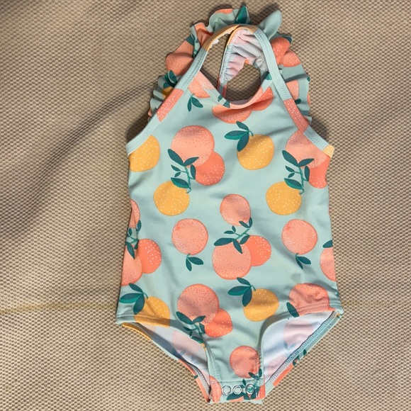 Just One You - Carter’s — Peaches One Piece Bathing Suit 12M - Picture 1 of 2